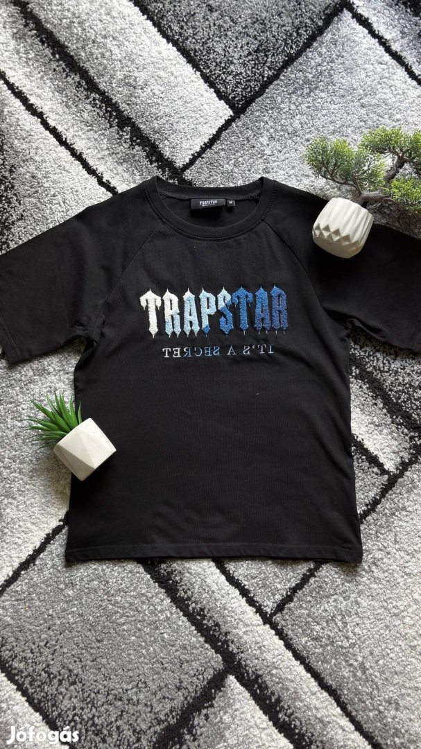 Trapstar Black Tee - White, Blue Logo