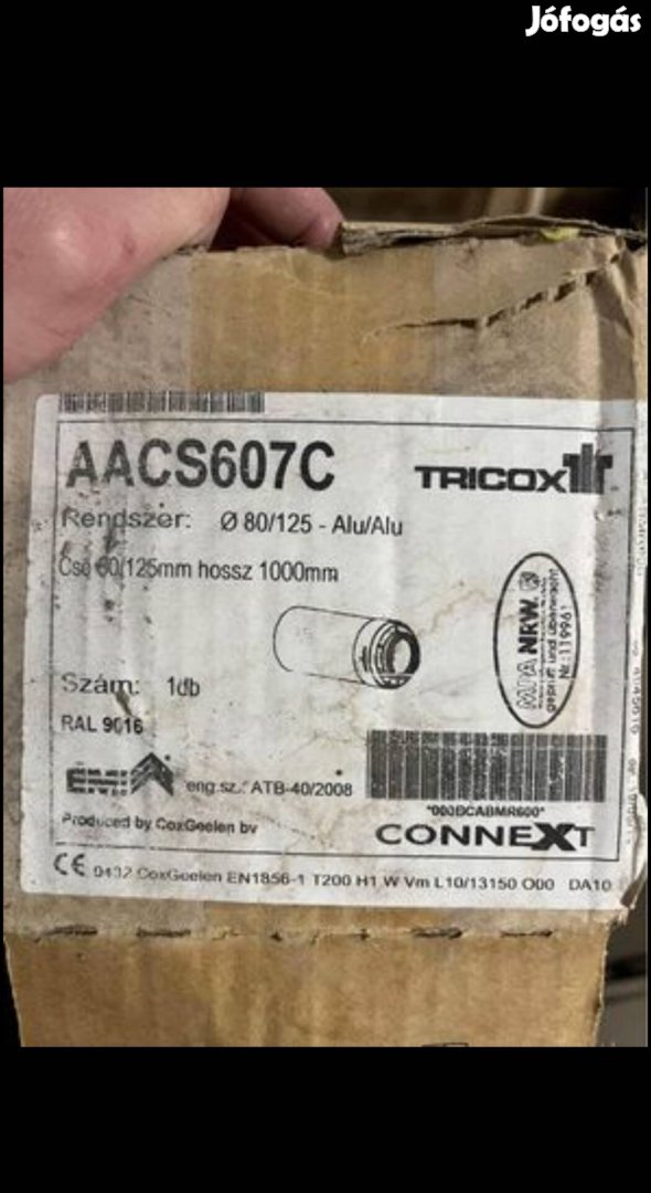 Tricox AACS607C 80/125 alu/alu cső 1000mm hosszú