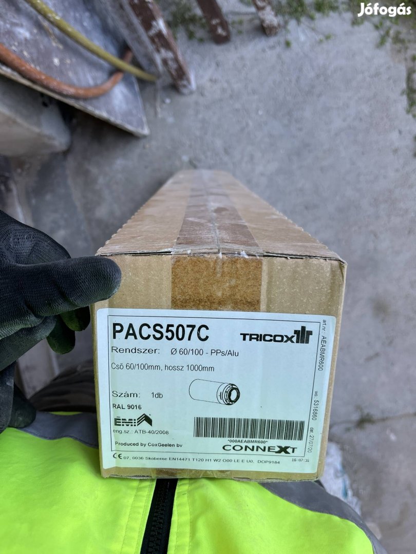 Tricox PACS507C koncentrikus cső PPs/alu 60/100 mm L=1000 mm
