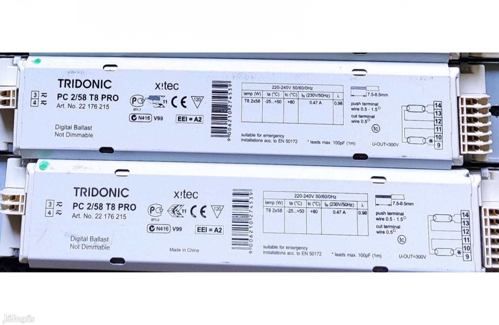 Tridonic Atco PC 2/58 Pro 2x58W, 2x36W-os elektronikus fénycső előtét