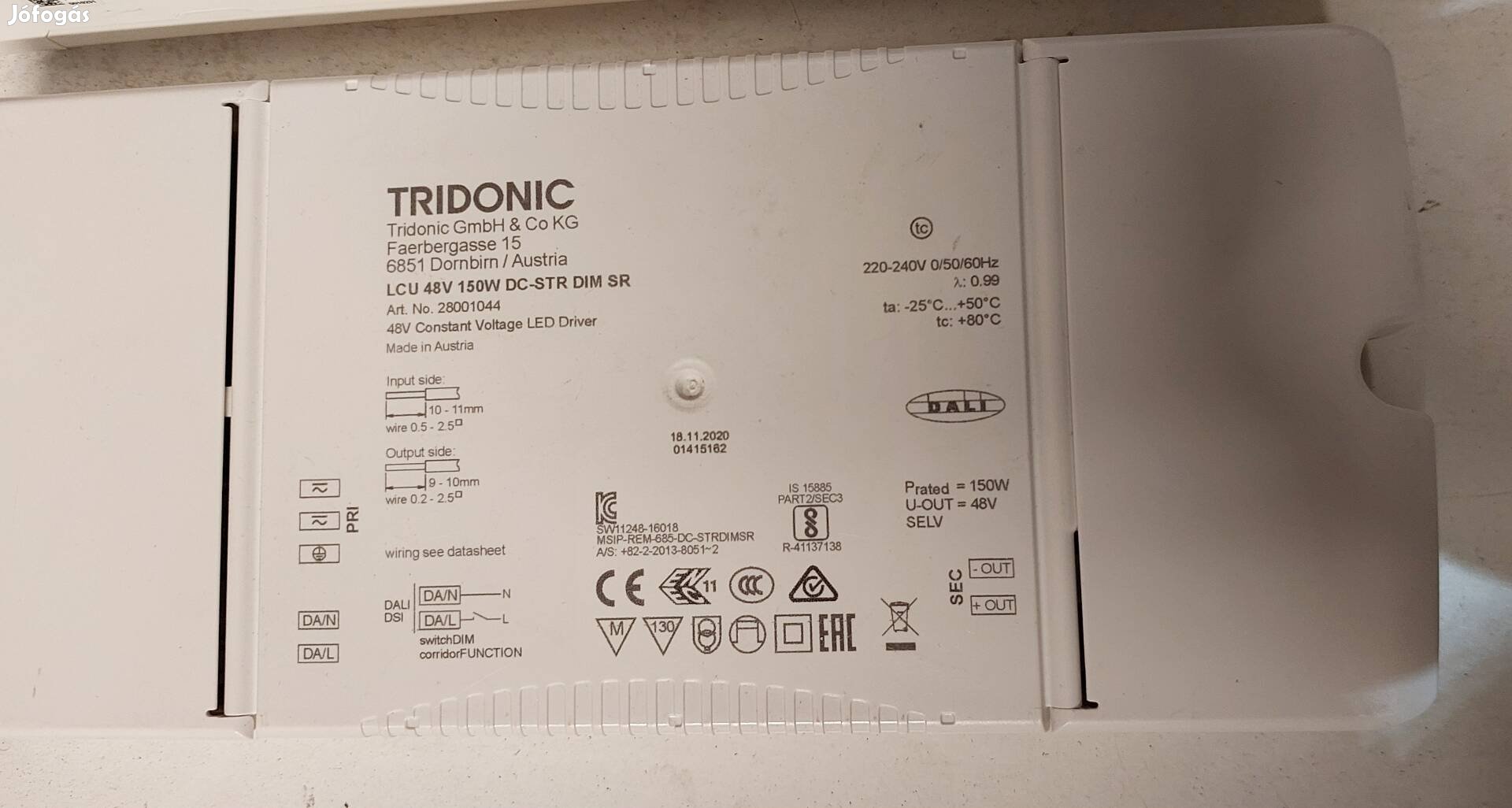Tridonic dali led tápegység 150W 