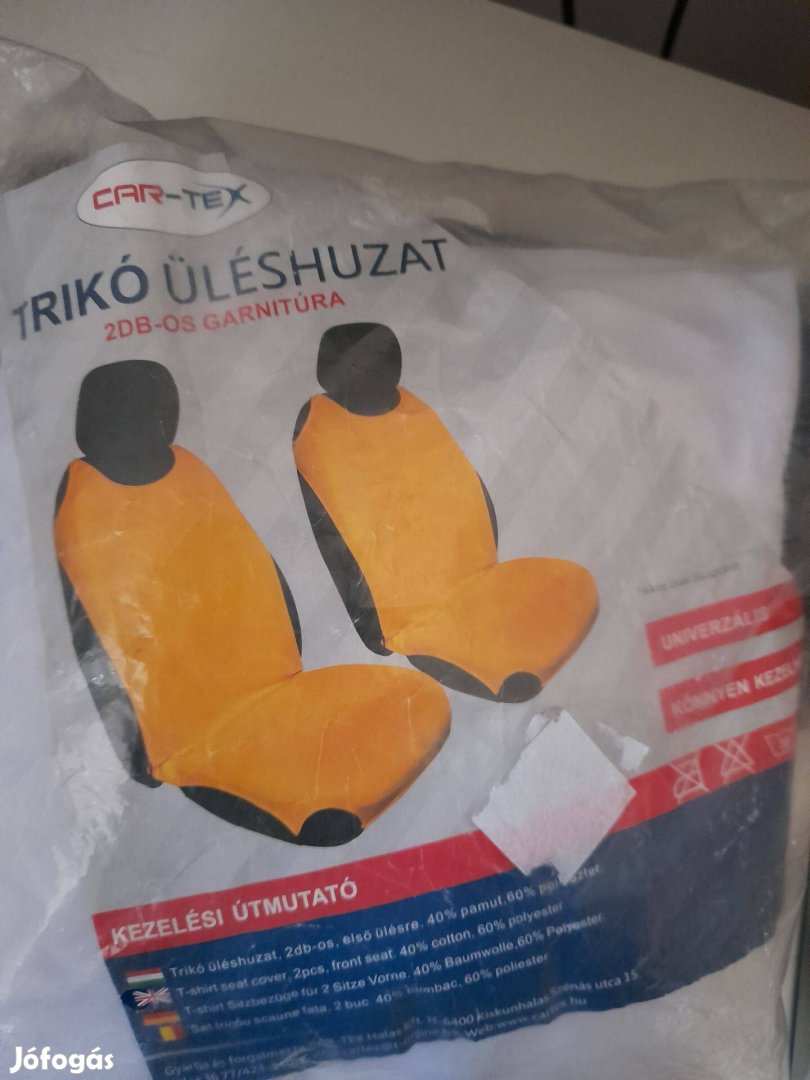 Trikó üléshuzat. 2 db fehér. Bontatlan csomagolásban