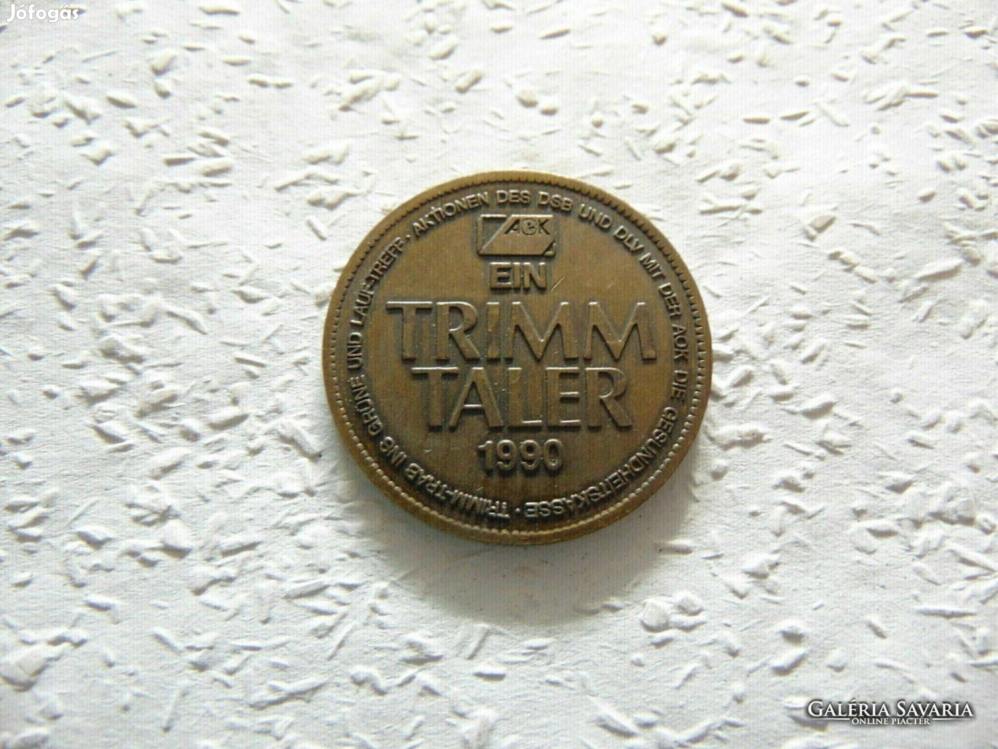 Trimm Taler 1990 emlékérem Átmérő 40 mm