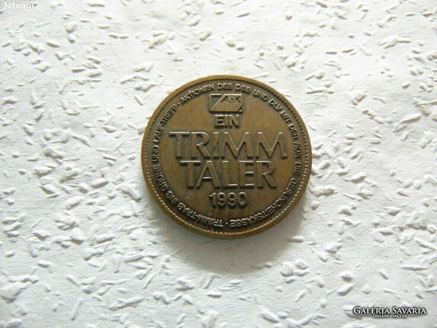 Trimm Taler 1990 emlékérem Átmérő 40 mm