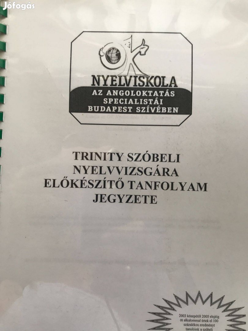 Trinity angol nyelvkönyv, szóbeli nyelvvizsgákra