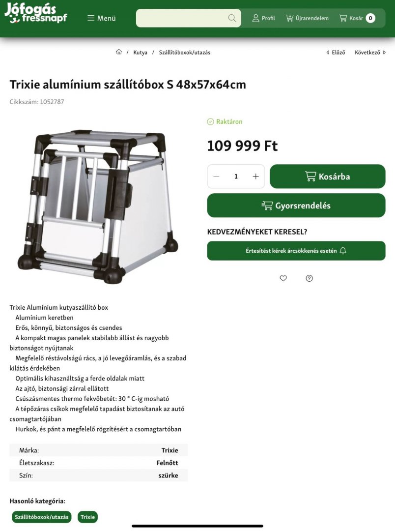 Trixie alumínium szállítóbox S