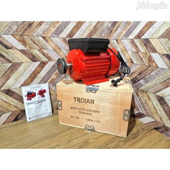 Troian egyfázisú masszív villanymotor 3 kW 3000 ford./perc, réztekerc