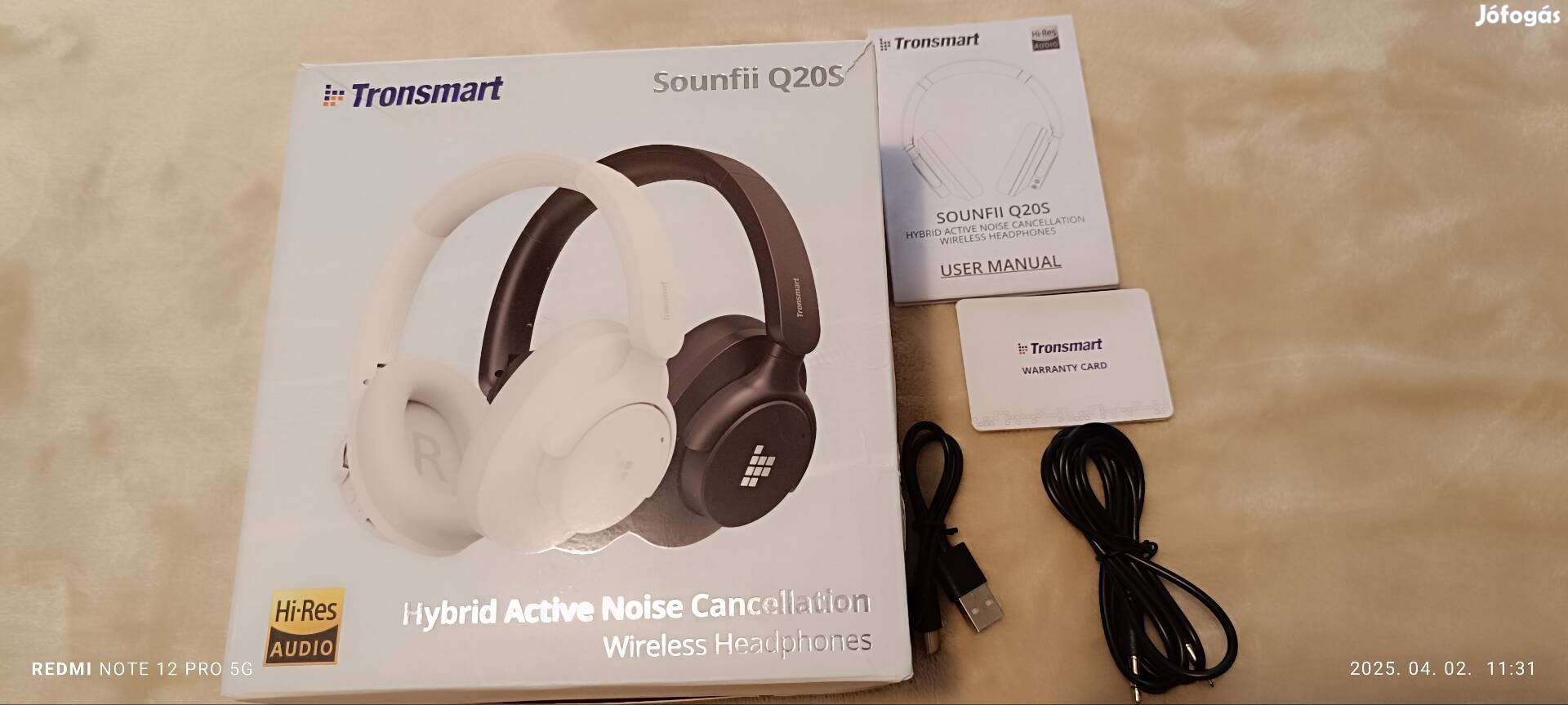 Tronsmart Sounfii Q20S ANC zajszűrős fejhallgató.
