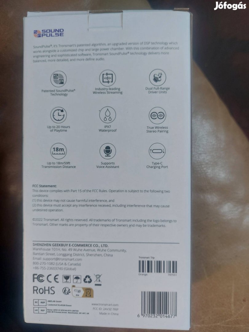 Tronsmart trip vízálló remek bluetooth bt hangszóró 