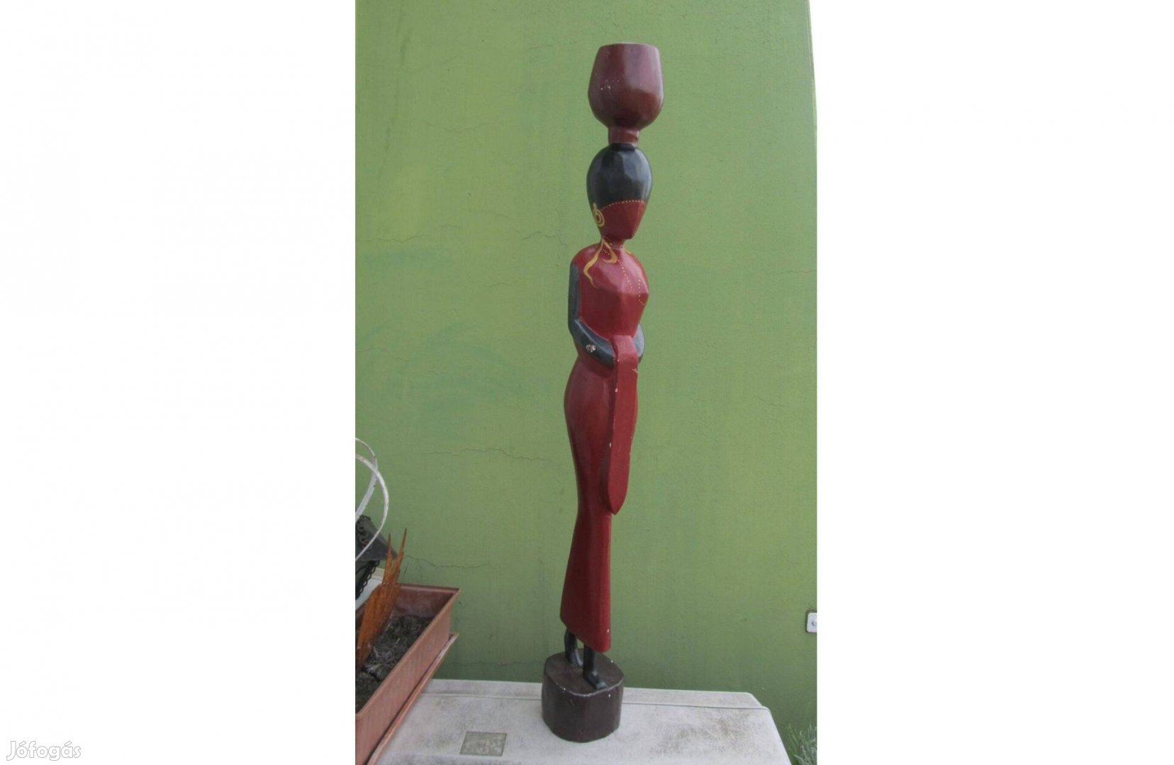 Trópusi fából faragott, kézzel festett keleti hölgy szobor -95 cm