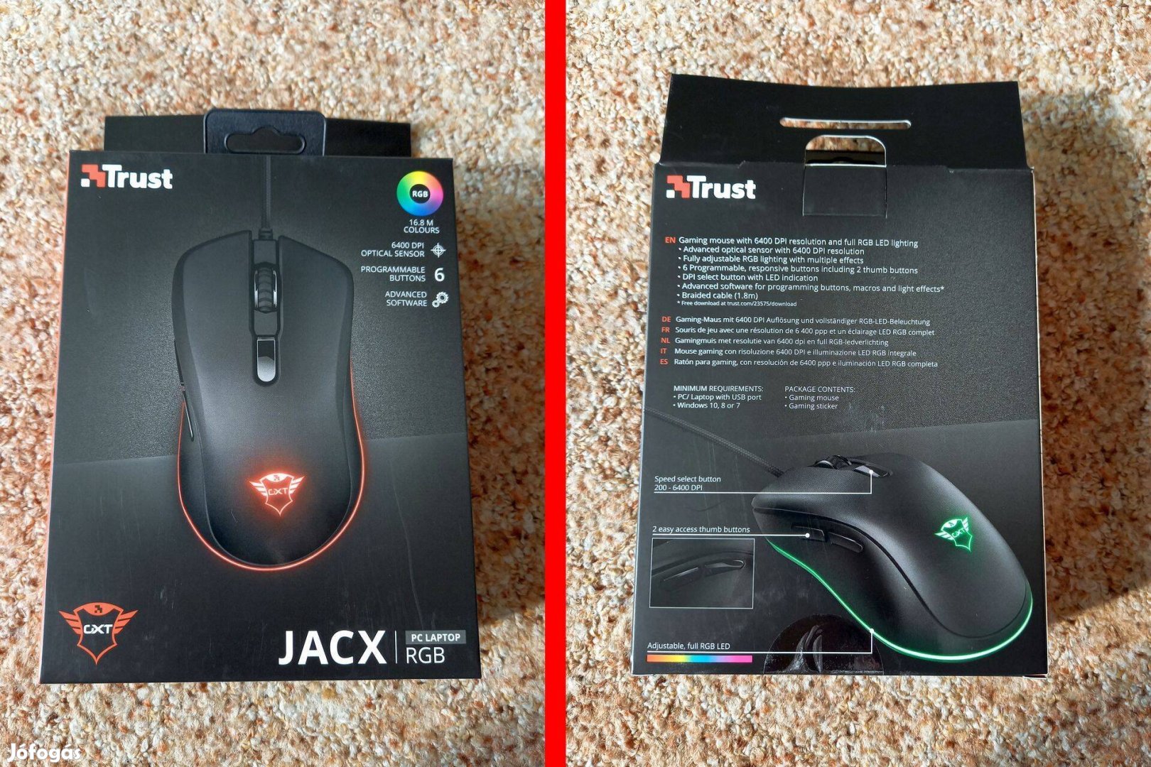 Trust Gxt 930 Jacx RGB Gaming egér (Új!)