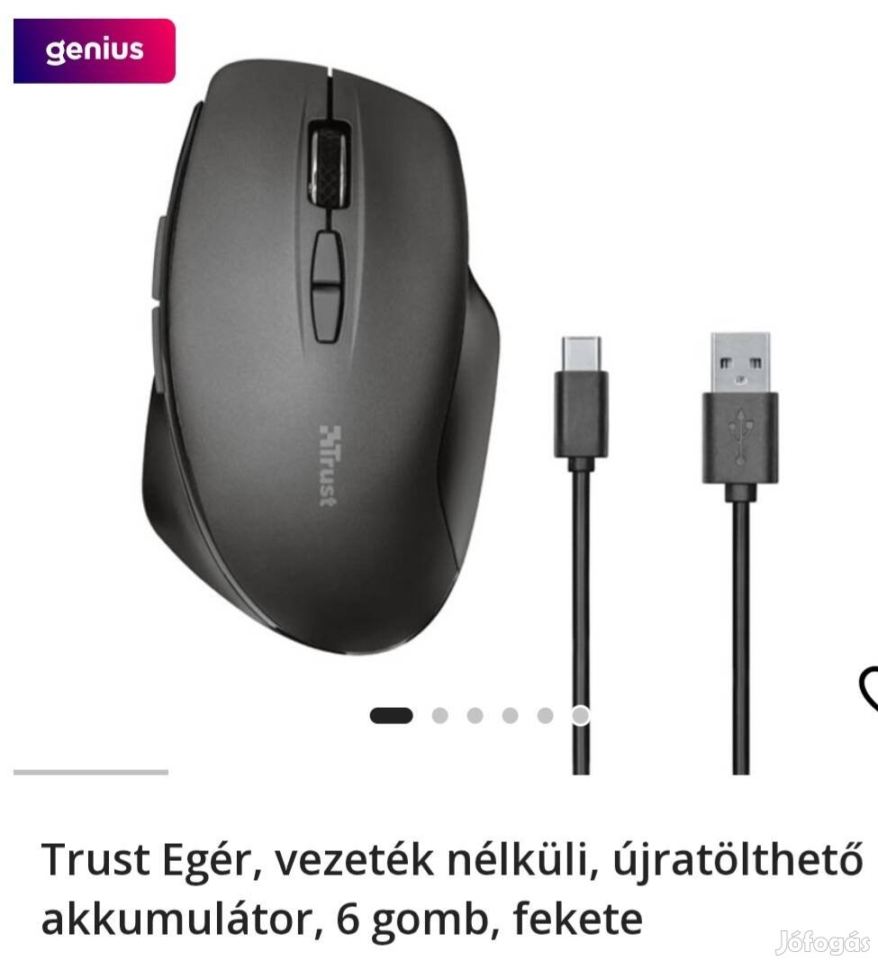 Trust egér akkumulátoros