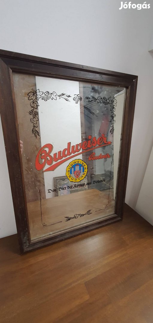 Tükör fa keretben Budweiser
