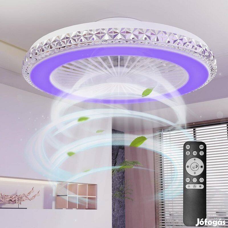 Tukrool mennyezeti ventilátor RGB világítással, távirányítóval, 40W, 4