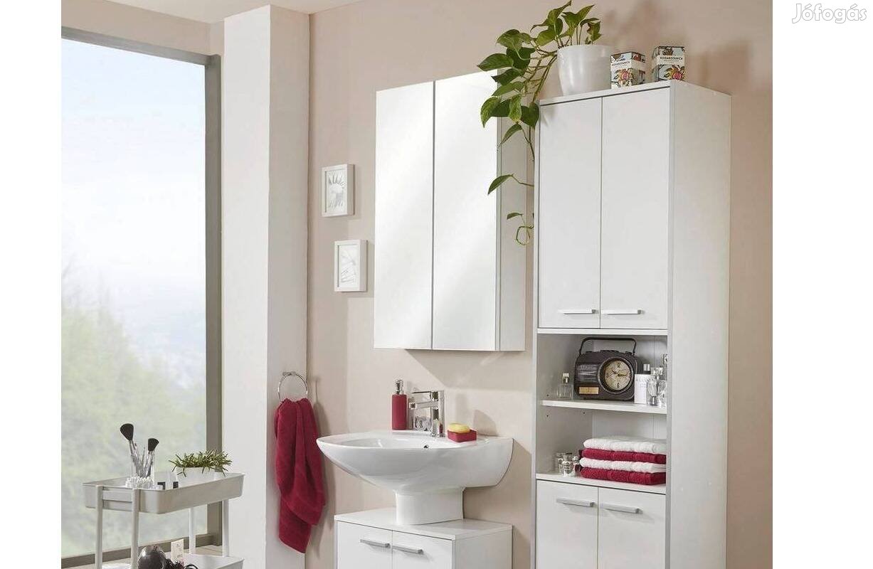 Tükrös fürdőszoba faliszekrény Új fehér dekorral nagy férőhellyel