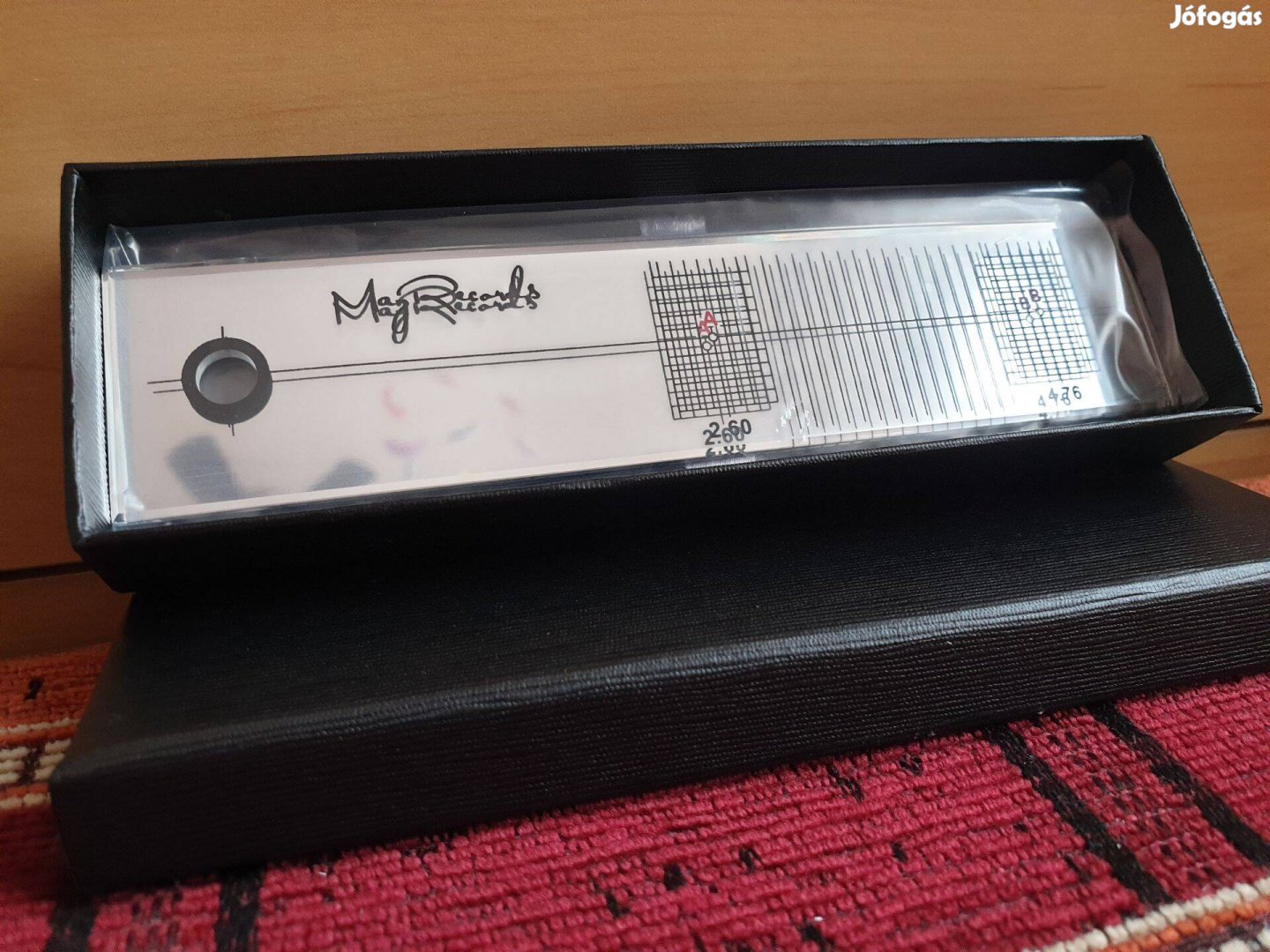 Tükrös lemezjátszó hangszedő tű beállító sablon bakelit