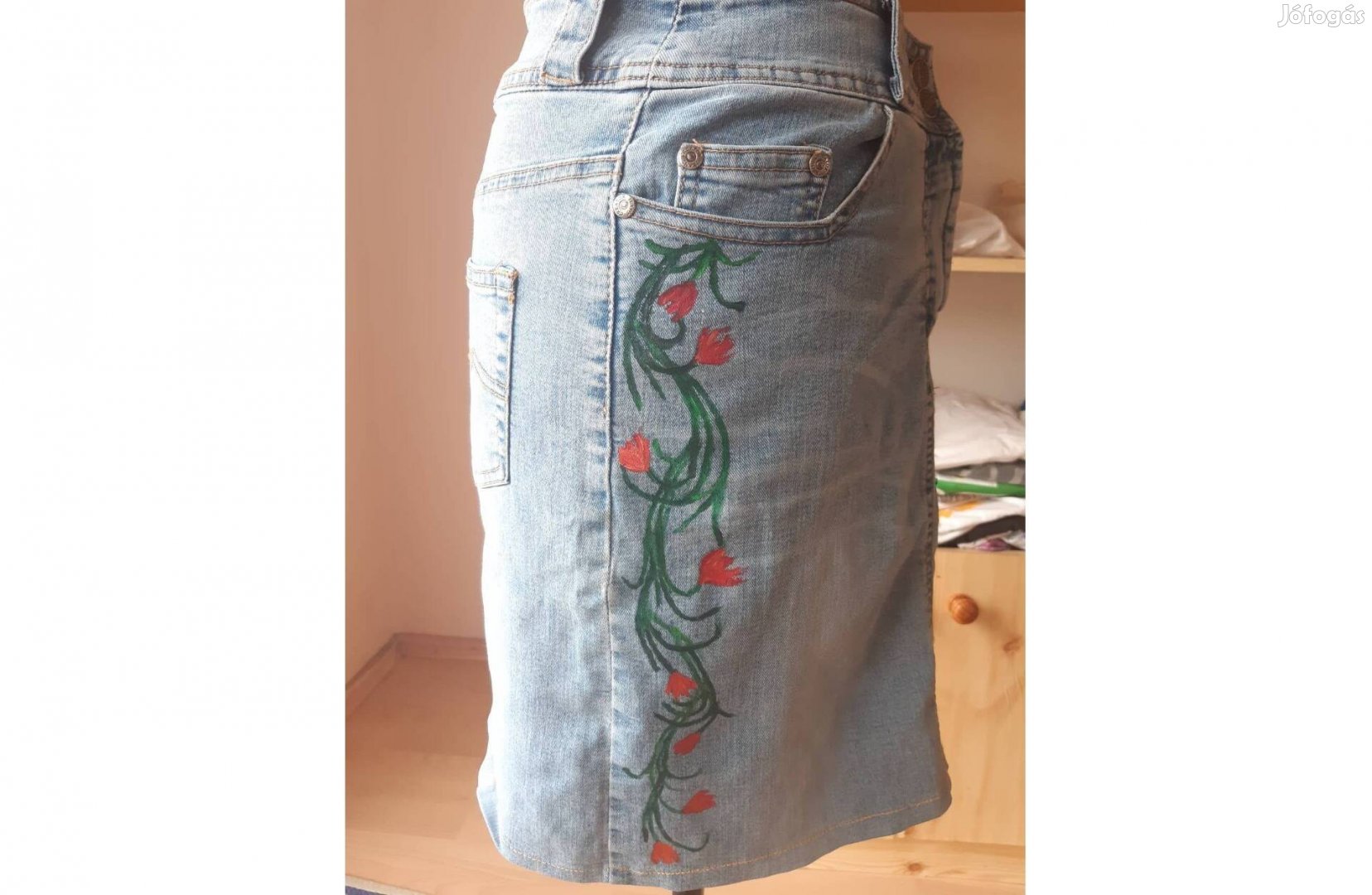 Tulipán mintás farmerszoknya 38-as