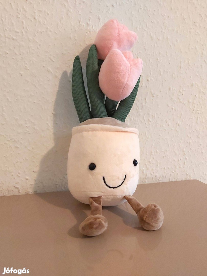 Tulipán plüss virág Valentinre 32cm Új számlával pink