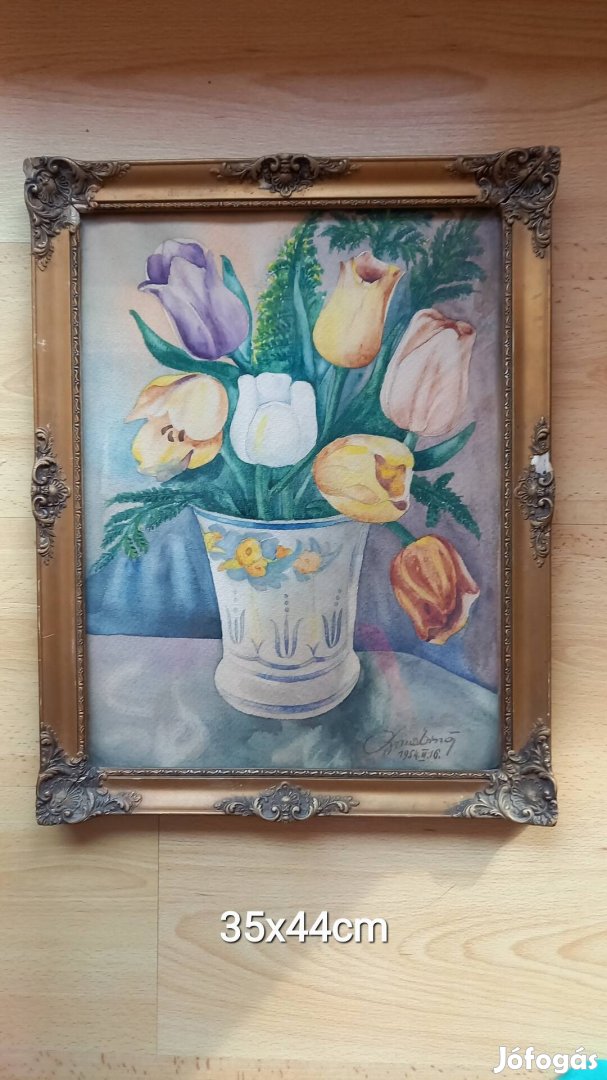 Tulipáncsokor festmény 1954