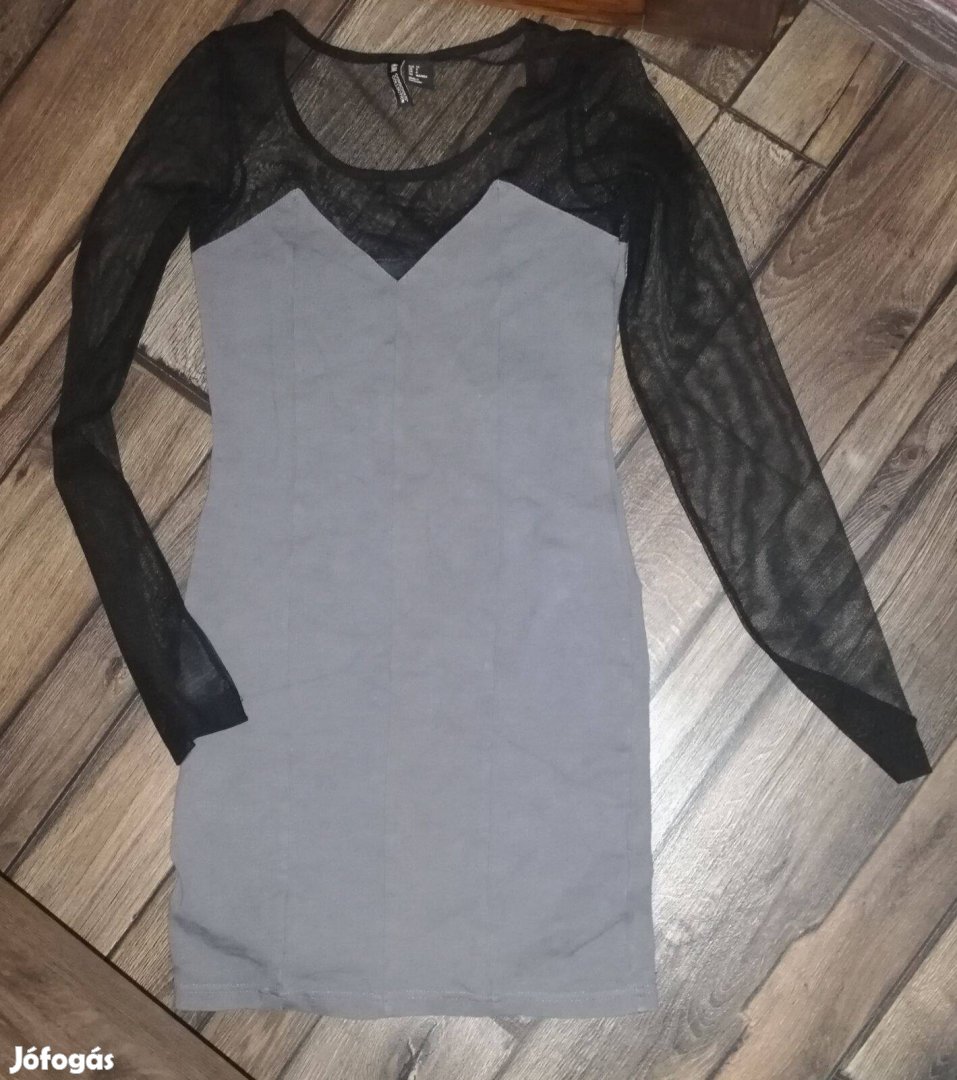 Tüllős szürke testhez álló ruha, HM, Xxs-XS