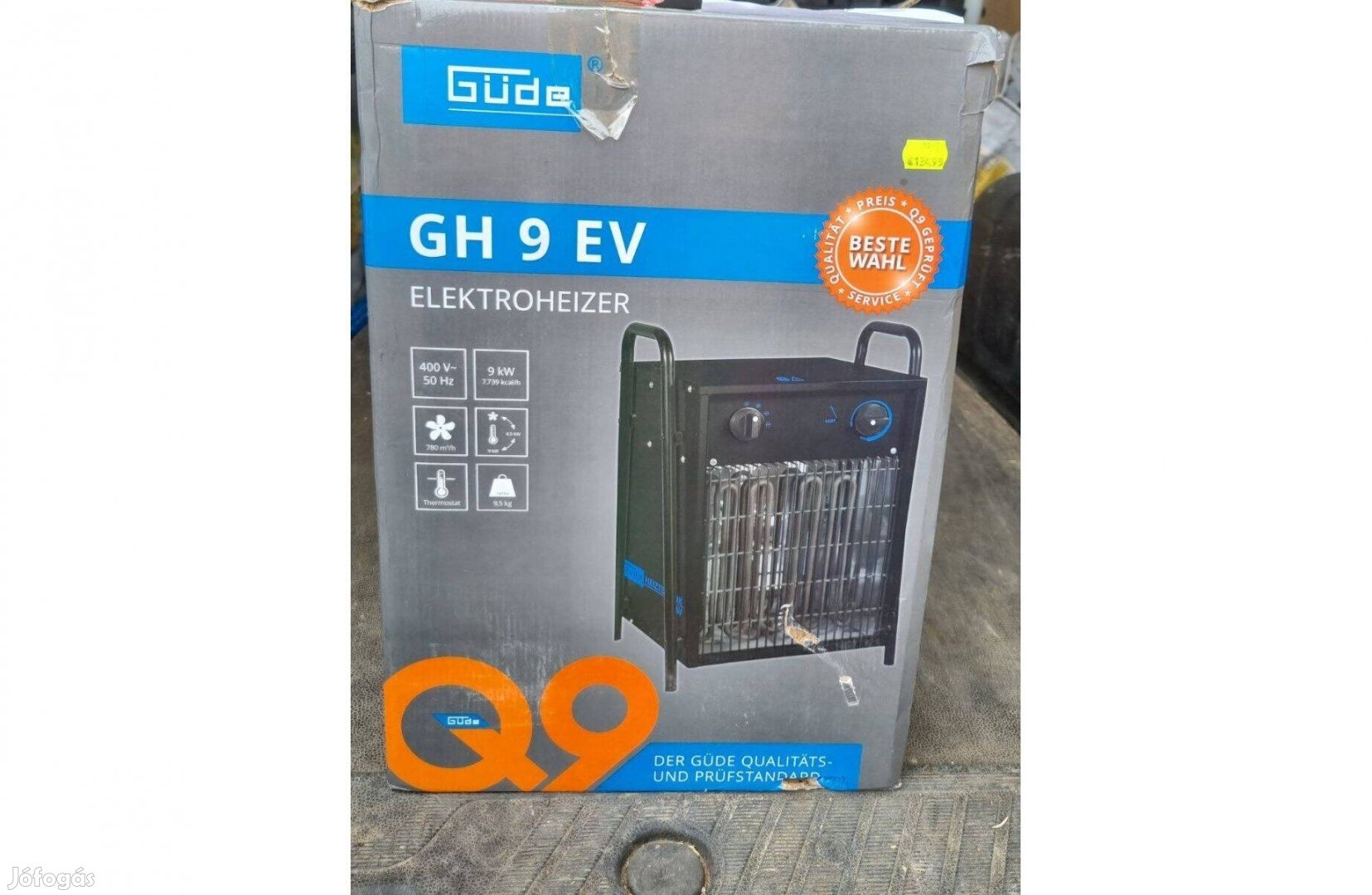 Túlmelegedés elleni védelemmel 9kW elektromos ventilátoros hőlégfúvó
