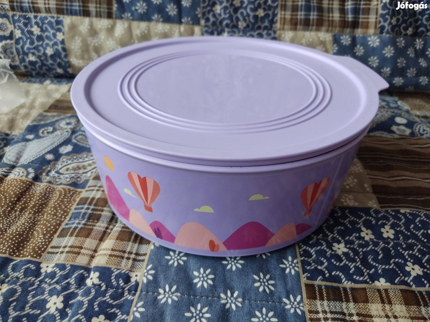 Tupperware Kerek sütis tároló léghajós mintával