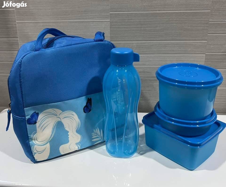 Tupperware álomszép női motívumok kék ételhordó szett Új