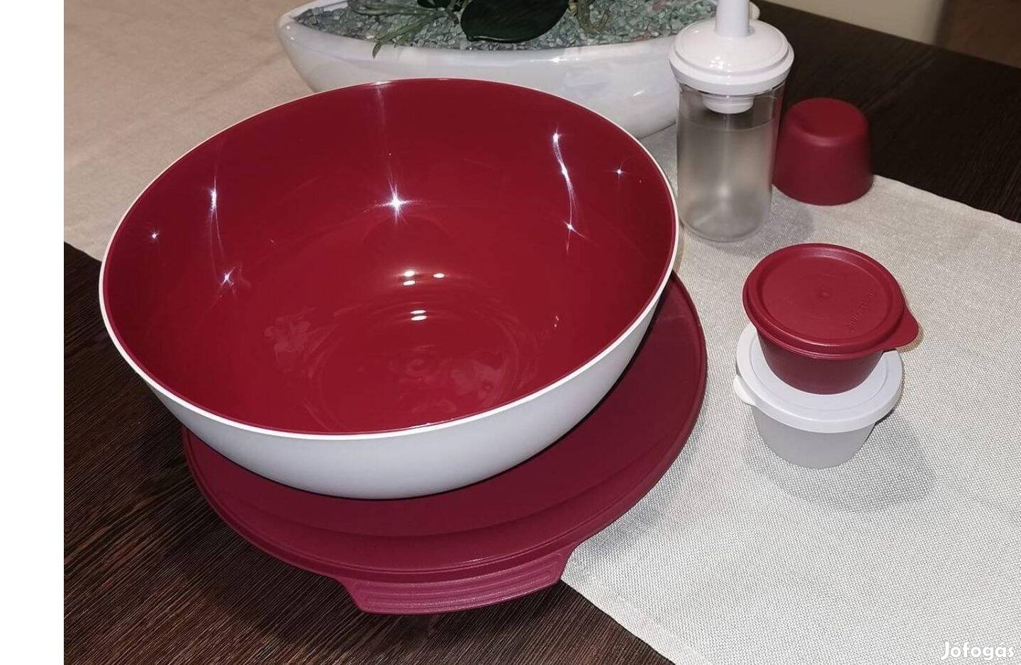 Tupperware bordó Allegra tál 3,5l Új, akciós