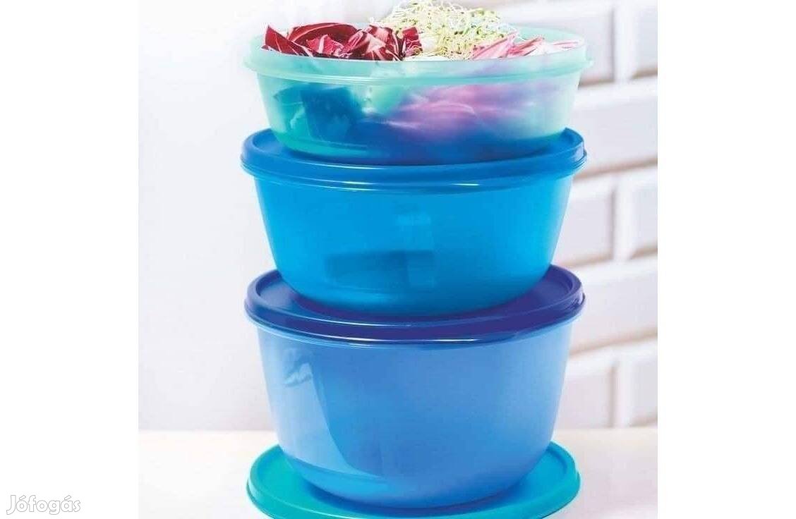 Tupperware kék nagy friss tál szett 3db Új, akciós