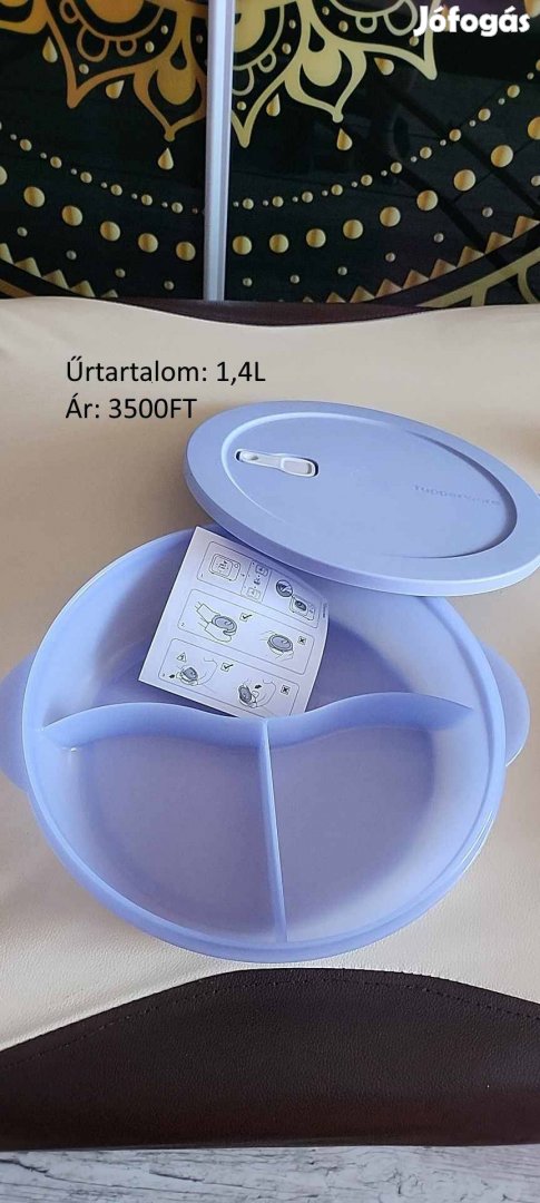 Tupperware kerek osztott polytupper mikrózható tál 1,4l