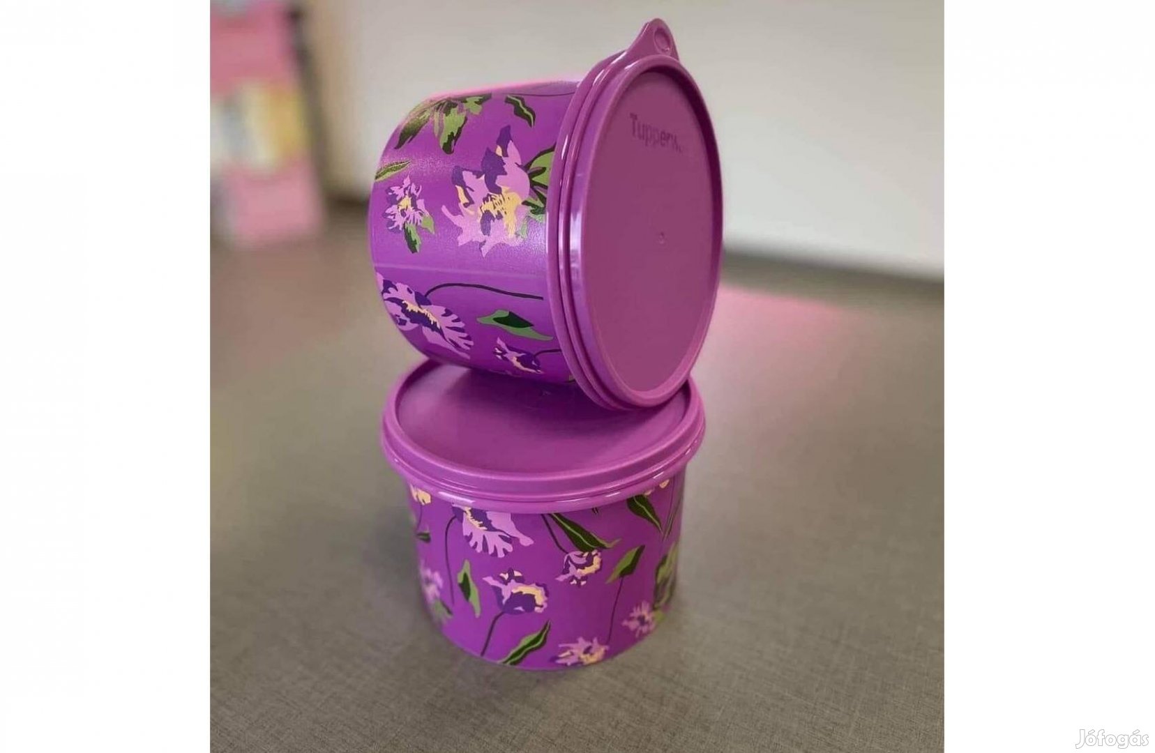 Tupperware lila virágos ügyes tároló 1,1l Új, akciós