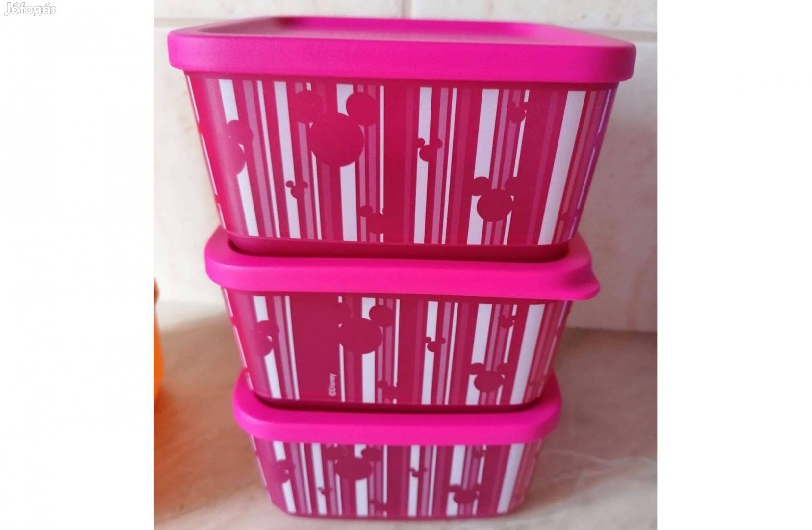 Tupperware pink Mickey egeres hűs kocka 600 ml Új, akciós