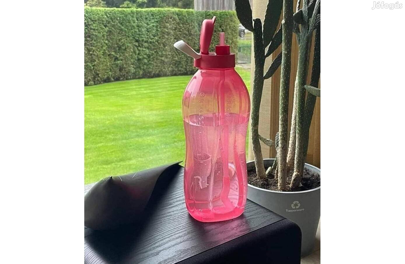 Tupperware pink öko palack szívószállal 2l Új, akciós