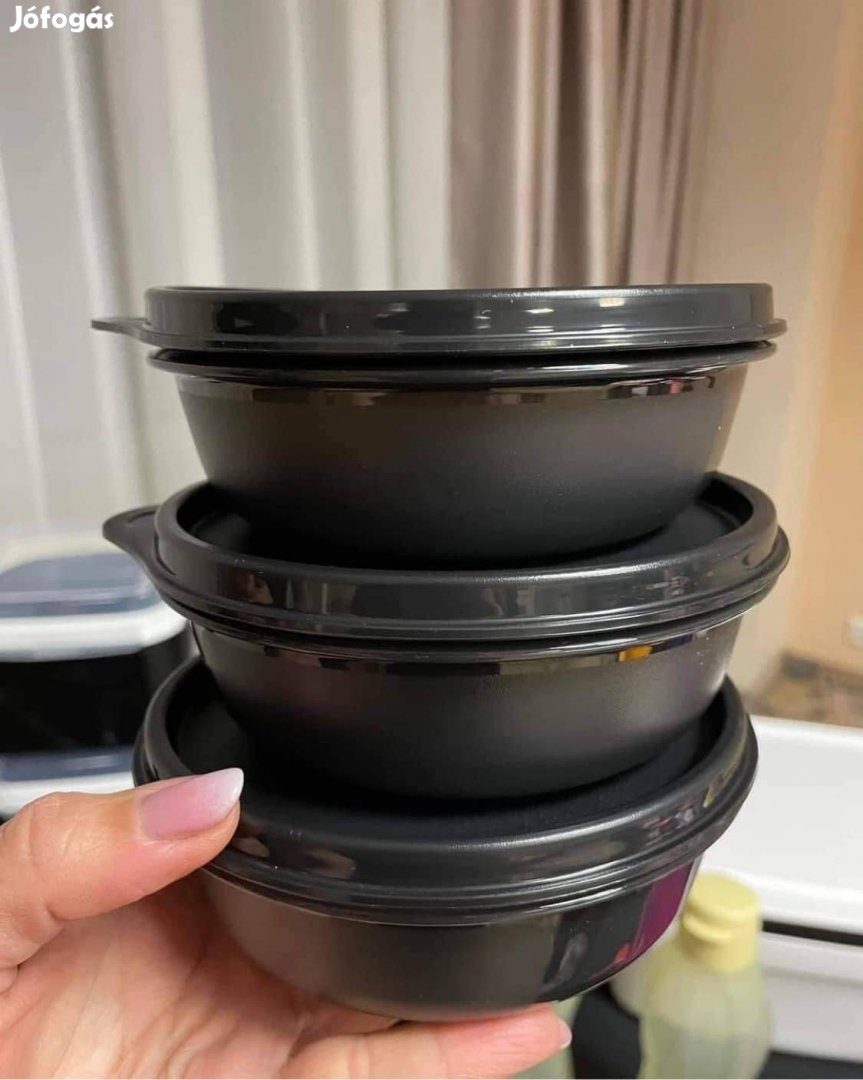 Tupperware színes saláta tároló 300 ml fekete Új, akciós