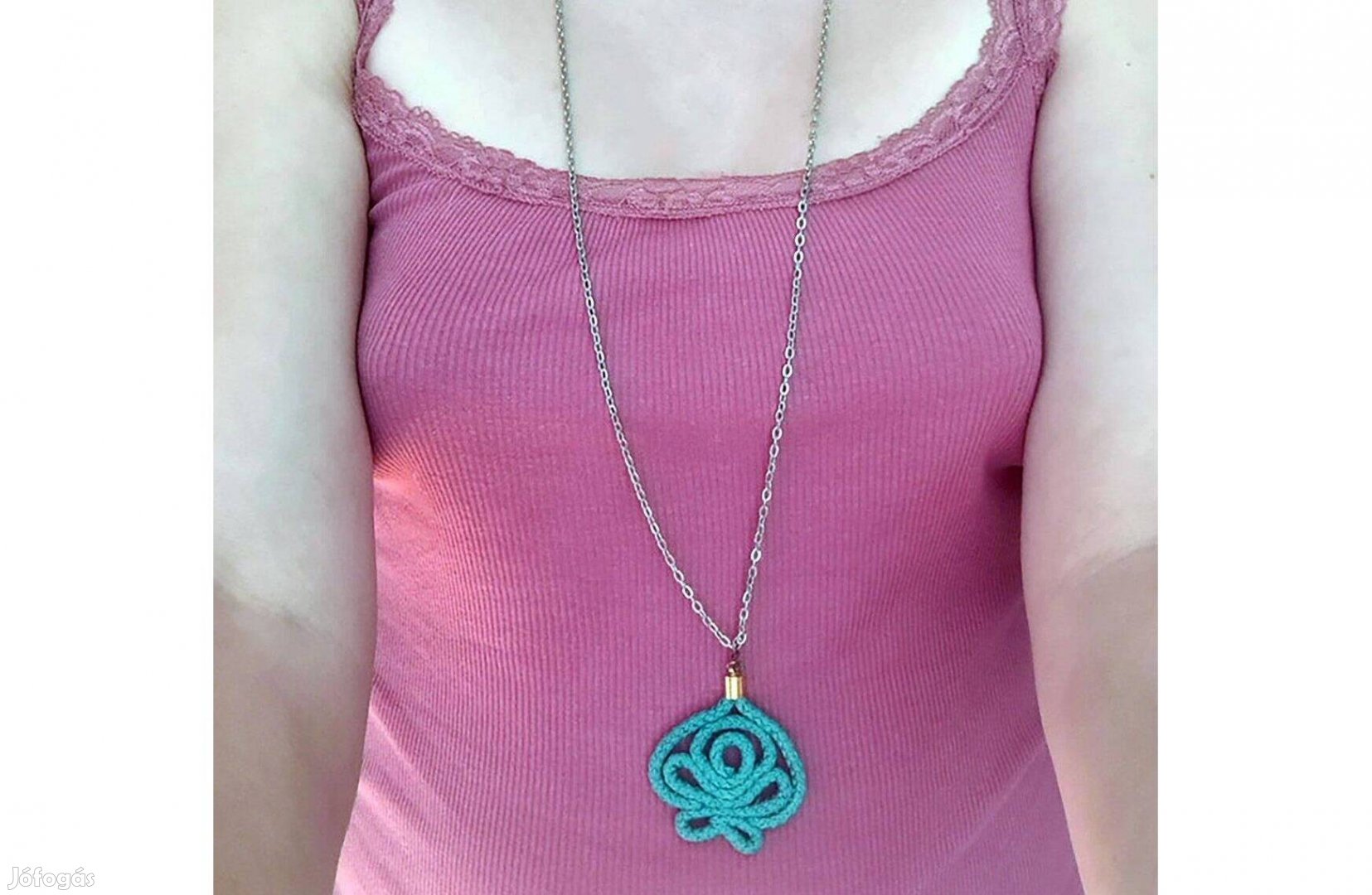 Türkíz folk tulipános nyaklánc