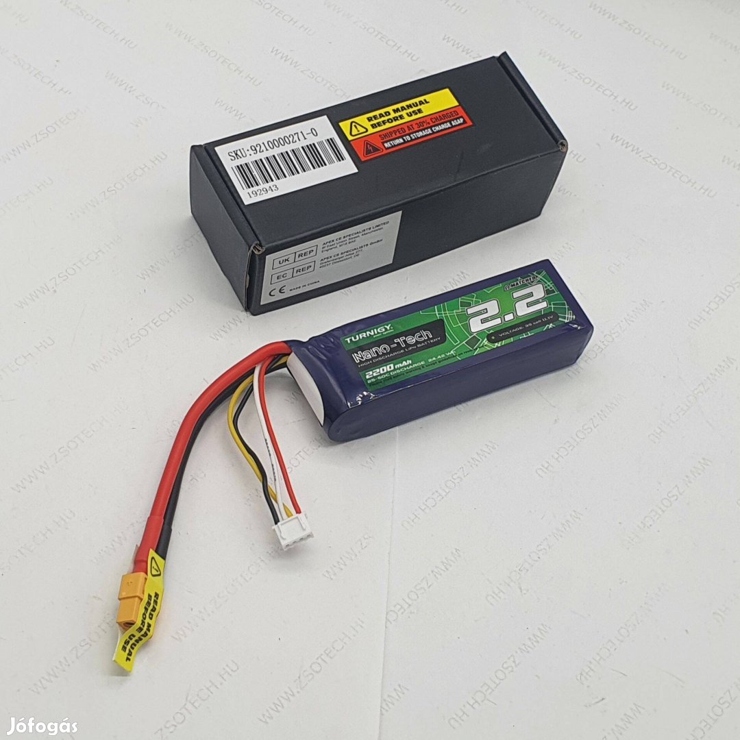 Turnigy 2200mah 3S 11.1V 25C XT60 Lipo akkumulátor etetőhajó halradar