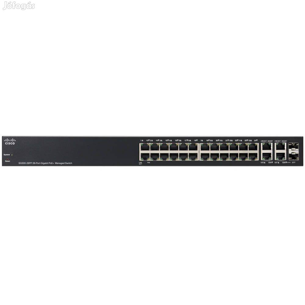 Tuti ajánlat! Cisco SG300-28PP-K9 Gigabit POE+ switch számlával, garan