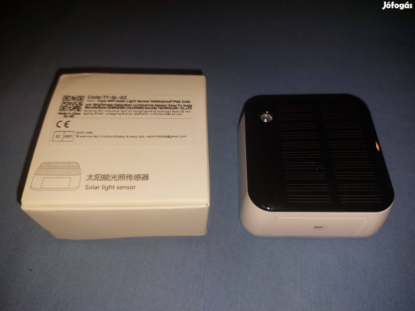 Tuya WIFI fény mérő szenzor 83000 Lux-ig beépített napelem
