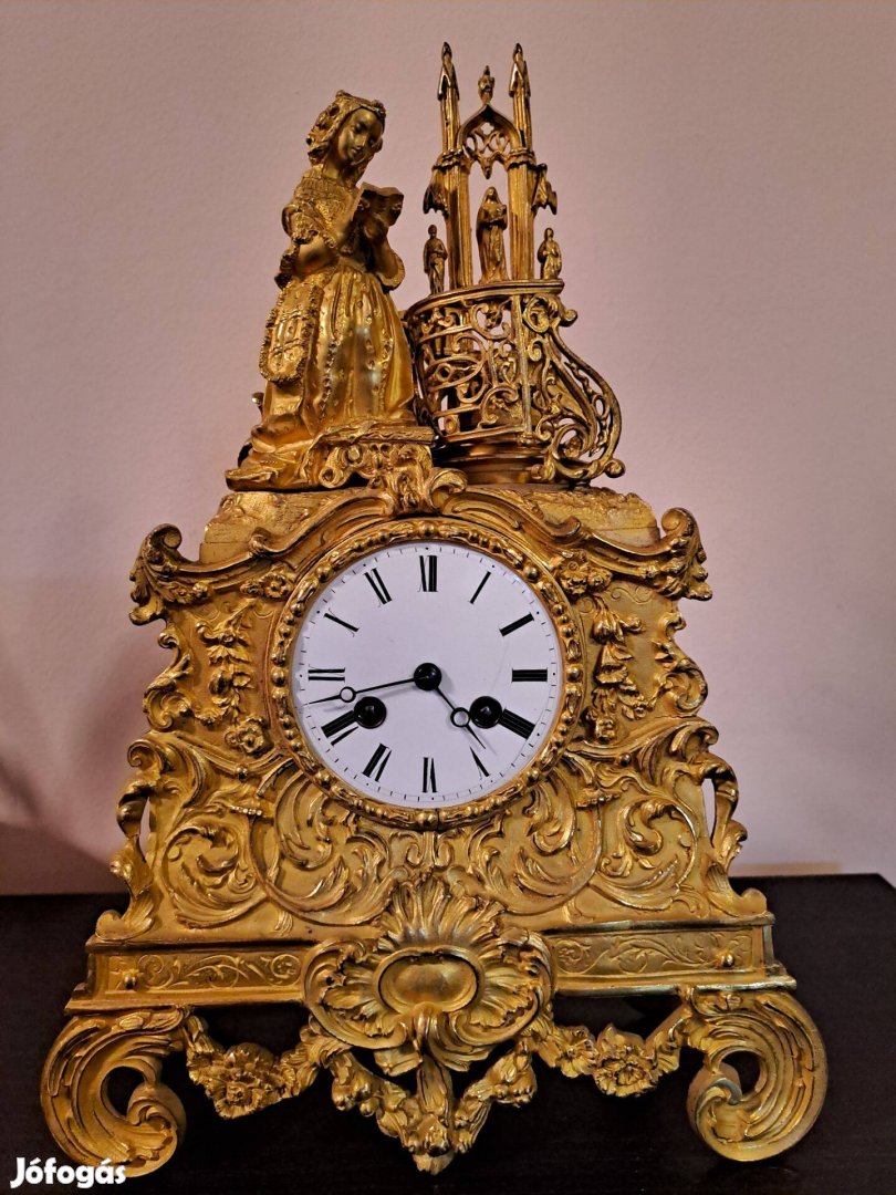 Tüziaranyozott kandalló óra 1860-as évekből