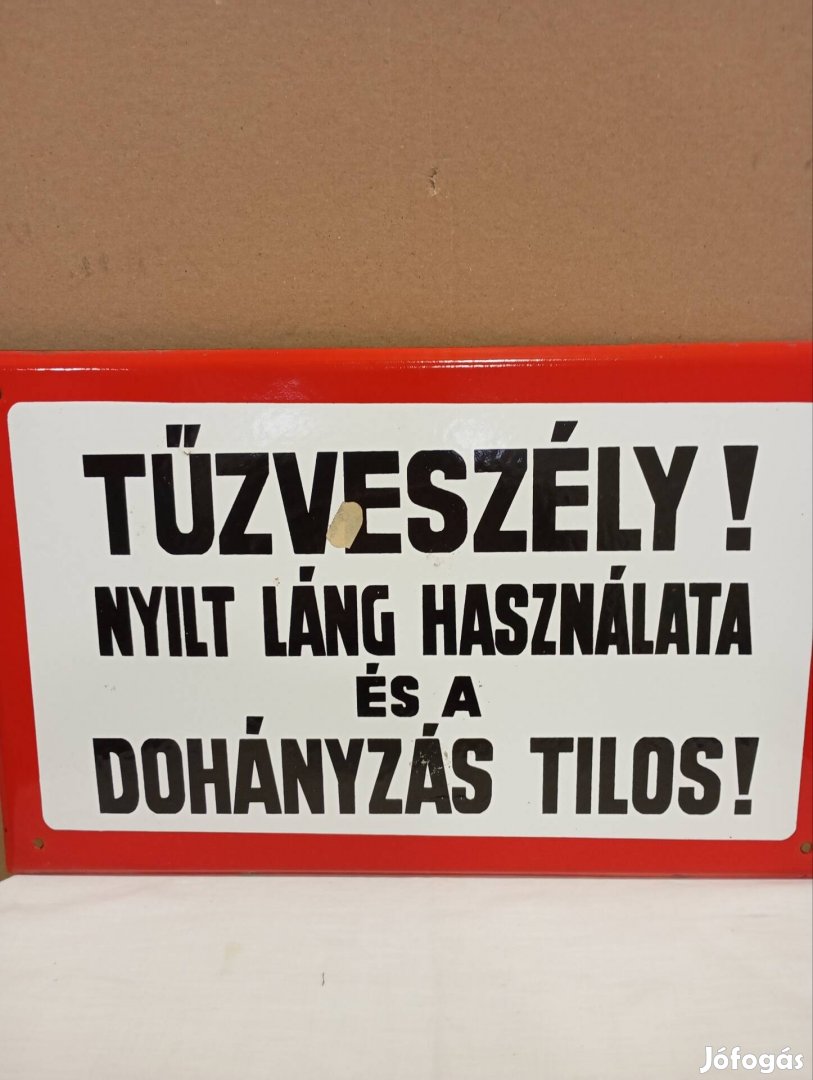 Tűzveszély! zománcozott tábla eladó 