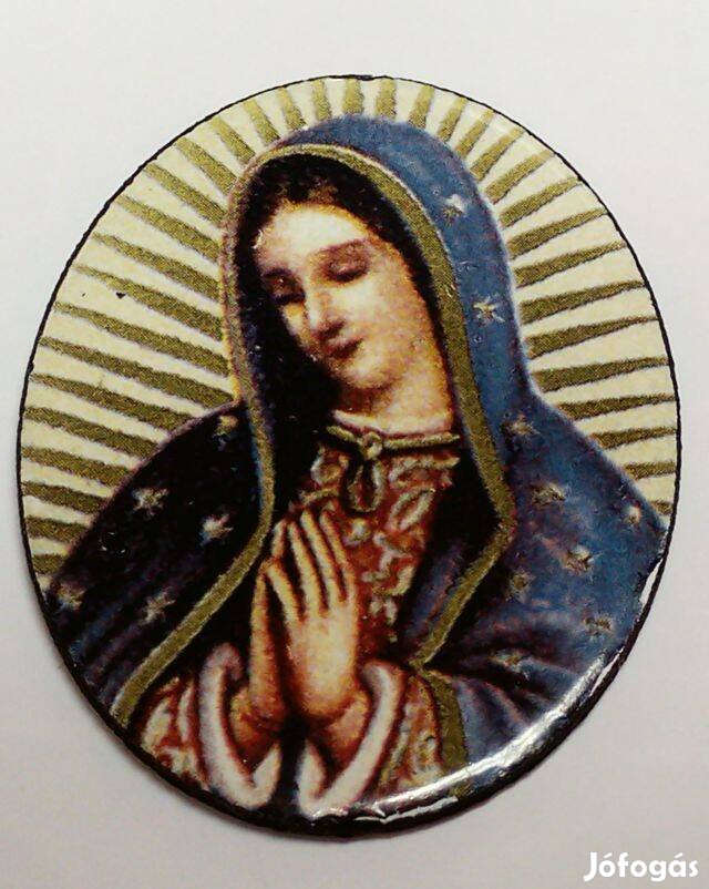 Tűzzománc medál imádkozó Szűz Anyával, csillagos kendővel,