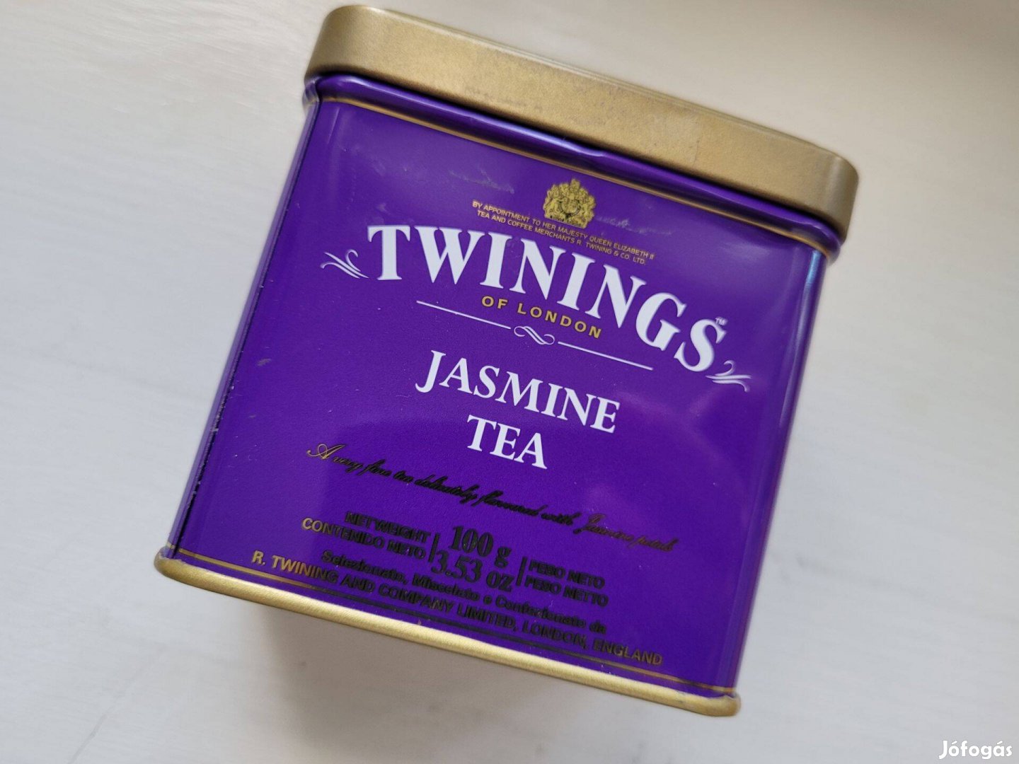 Twinings Jasmine Tea - lila színű fém teásdoboz