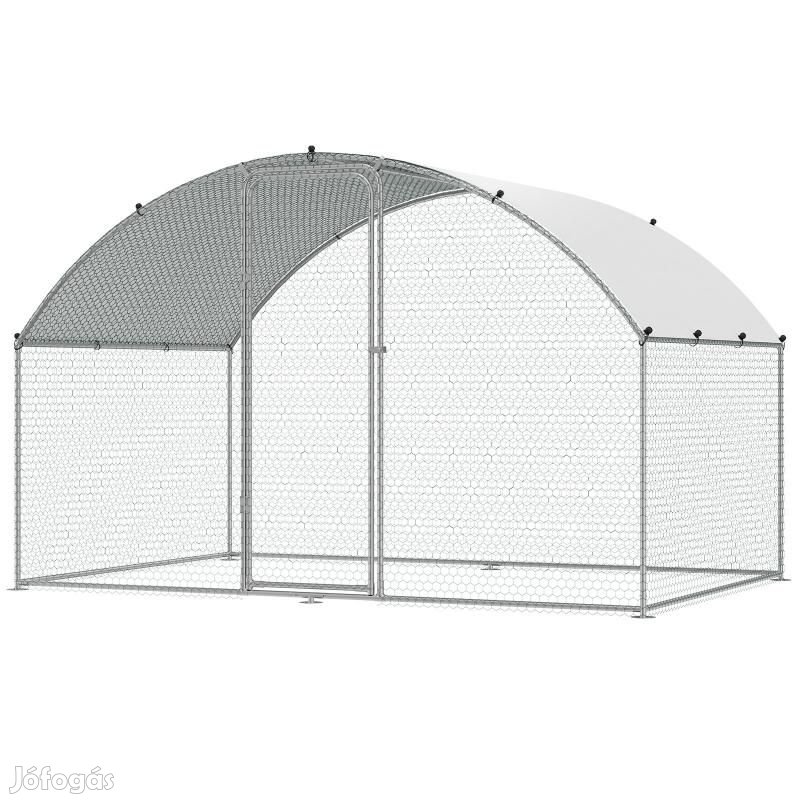 Tyúkketrec, tyúkól, csirkeól kennel tetővel, horganyzott acél