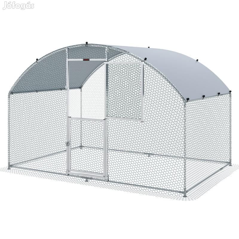 Tyúkketrec, tyúkól, kennel tetővel, horganyzott acél 200 x 300