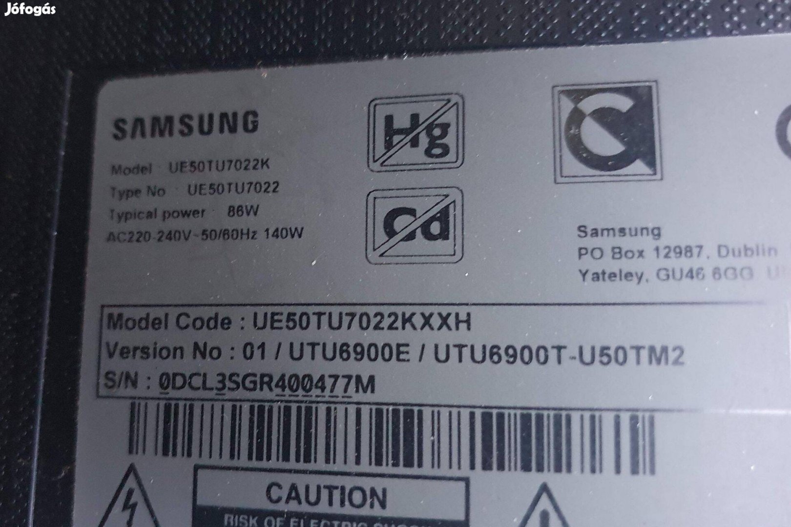 UE50TU7022K Samsung UHD LED tv hibás mainboard alkatrésznek UE50TU7022