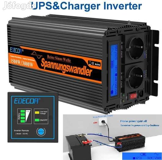 UPS Külső Akkus Szünetmentes Tápegység Inverter 12V 3000W(5614)