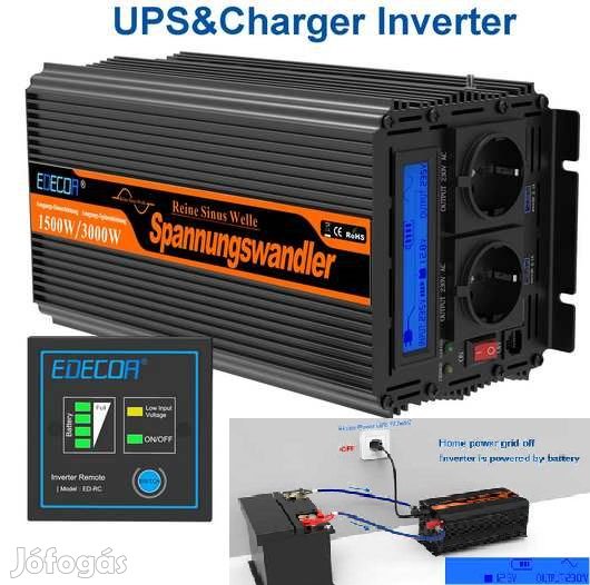 UPS Külső Akkus Szünetmentes Tápegység Inverter 12V 7000W(5797)