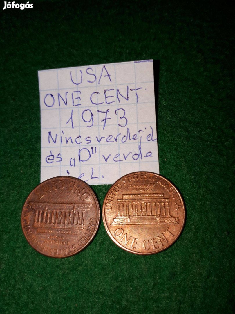 USA 1 cent 1973 Nvj és "D"