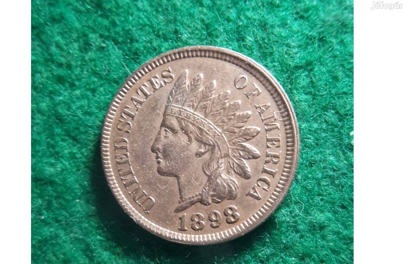 USA 1 cent Indiánfejes 1898