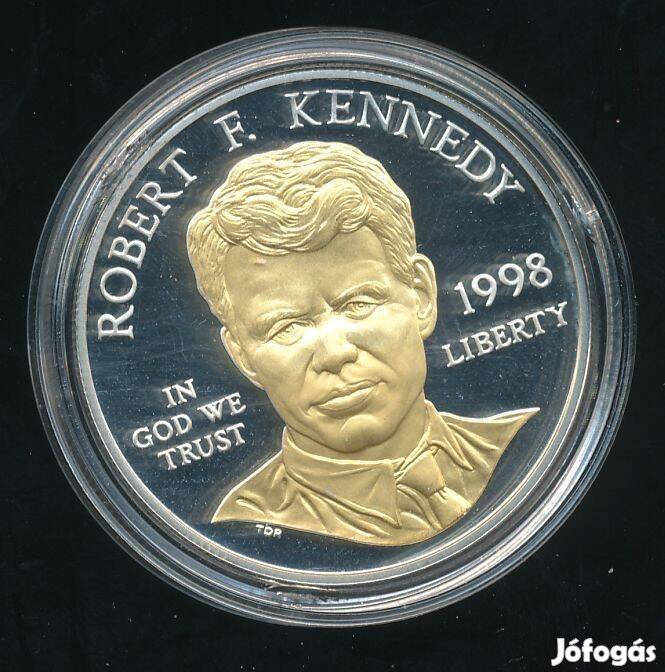 USA 1 dollár 1998, ezüst érme, arany applikációval, Robert Kennedy
